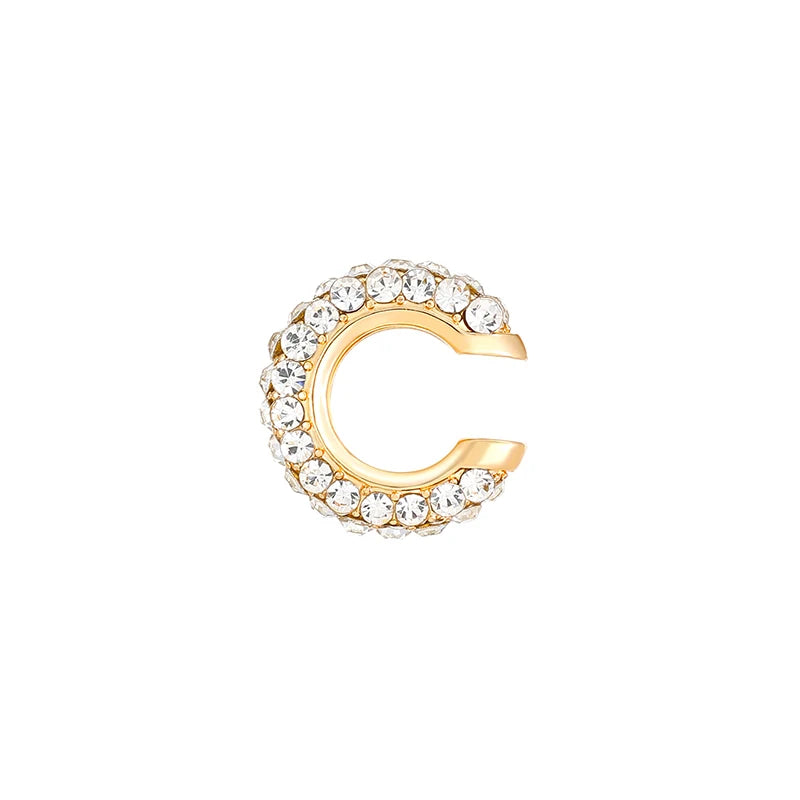 1PC C Shape Round Cartilage Clip Earrings Women Fake No Pierced Earrings Rhinestone Crystal Circel Geometric Ear Cuff Jewelry