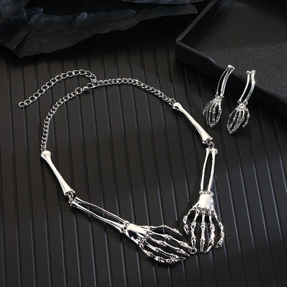 Classic Punk Skull Pirate Skeleton Jewelry Sets For Women Men Halloween Gothic Biker Statement Choker Necklace Vintage Earrings
