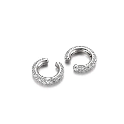 IPC Round C Shape Cartilage Clip Earrings For Women Fake No Pierced Earrings AAAA Zirconia Geometric Jewelry Gold Silver Color