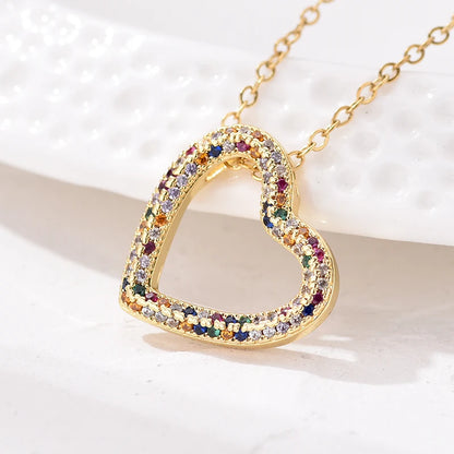 Fashion Classic Heart Zincon Pendant Necklace For Women Stainless Steel Chain Vintage Choker Necklace Female Daily Jewelry Gift