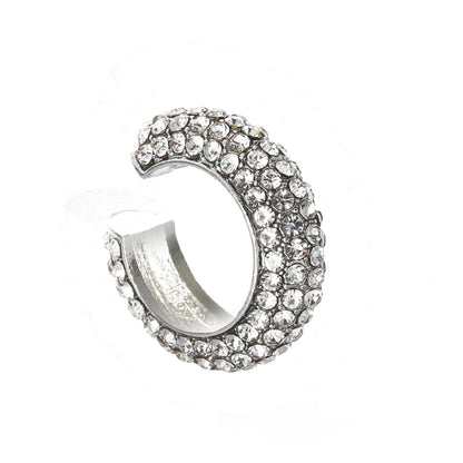 Fashion C Shape Round Cartilage Clip Earrings For Women Fake No Pierced Earrings Crystal Rhinestone Geometric Jewelry Gold Color