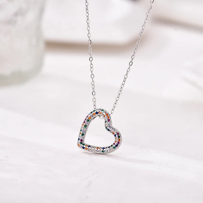Fashion Classic Heart Zincon Pendant Necklace For Women Stainless Steel Chain Vintage Choker Necklace Female Daily Jewelry Gift