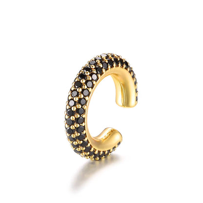 IPC Round C Shape Cartilage Clip Earrings For Women Fake No Pierced Earrings AAAA Zirconia Geometric Jewelry Gold Silver Color